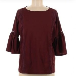 Lauren Conrad Women’s Boho Short Sleeve Burgundy Wine Maroon Blouse Medium